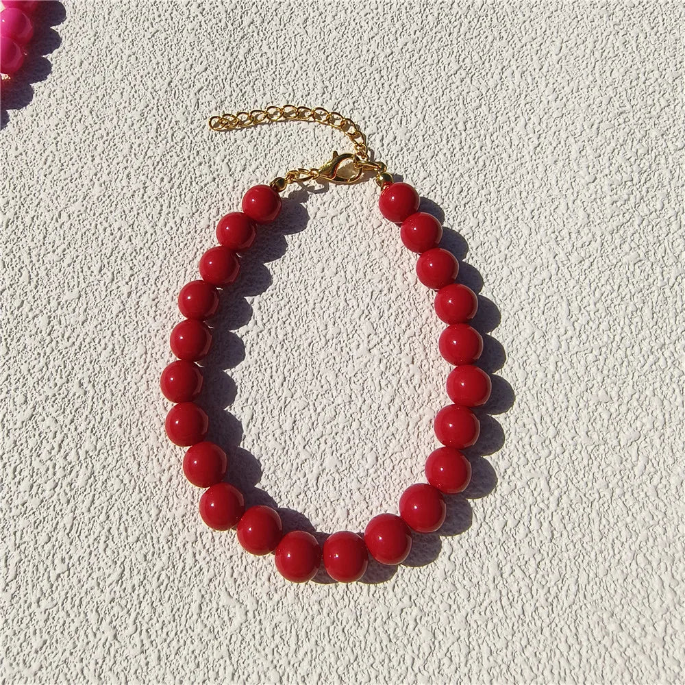 Dogs Necklace Extension Chain Design Pet Collar Fashion Dogs Faux Pearls Necklace Loop DIY Cat Dog Grooming Accessory red