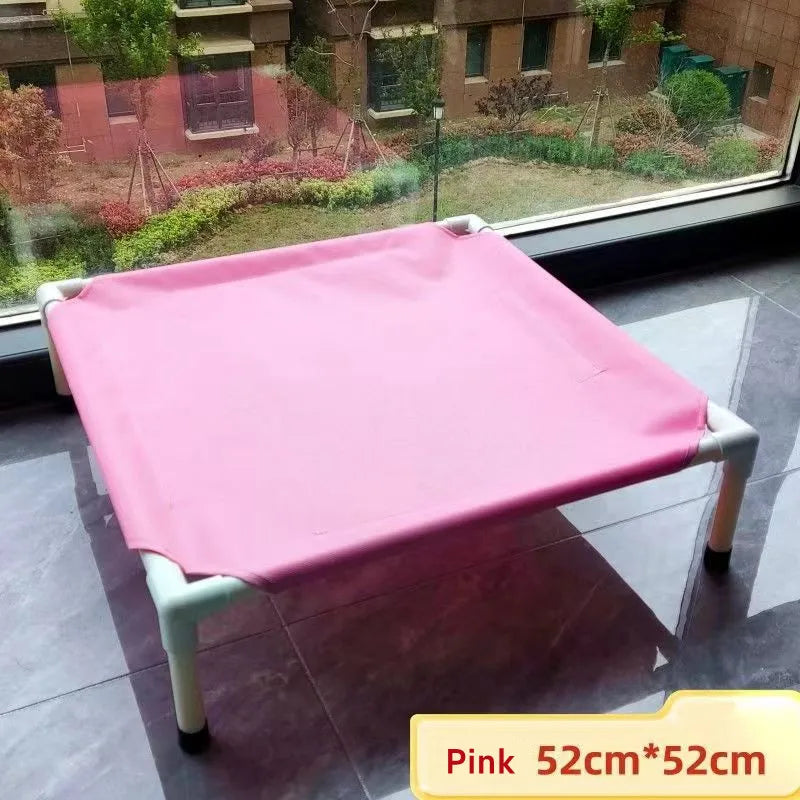 Elevated Folding Pet Camping Bed – Portable Washable Dog & Cat Hammock Pink