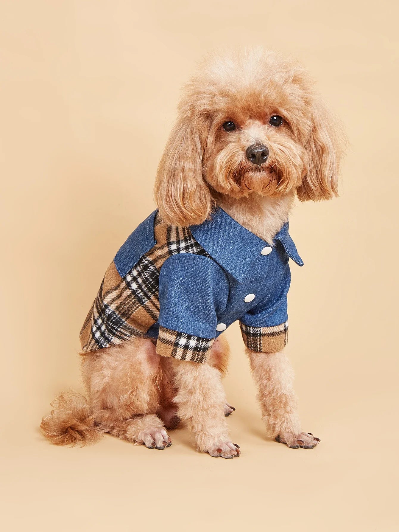 Dog Cloth for Small Dogs Costume Jean Puppy with Doggie Plaid Pet Clothes Soft Apparel Attire