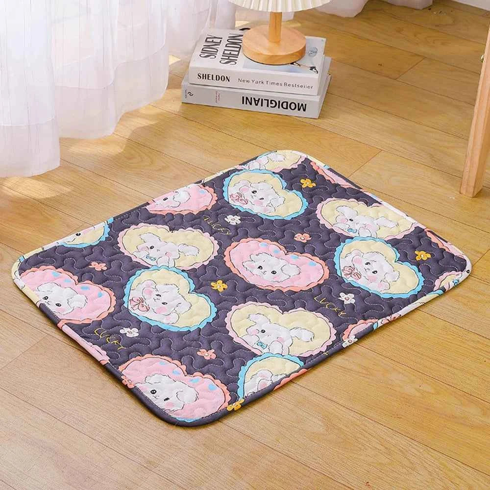 Cooling Pet Mat – Moisture-Proof Sofa Cushion dark gray heart