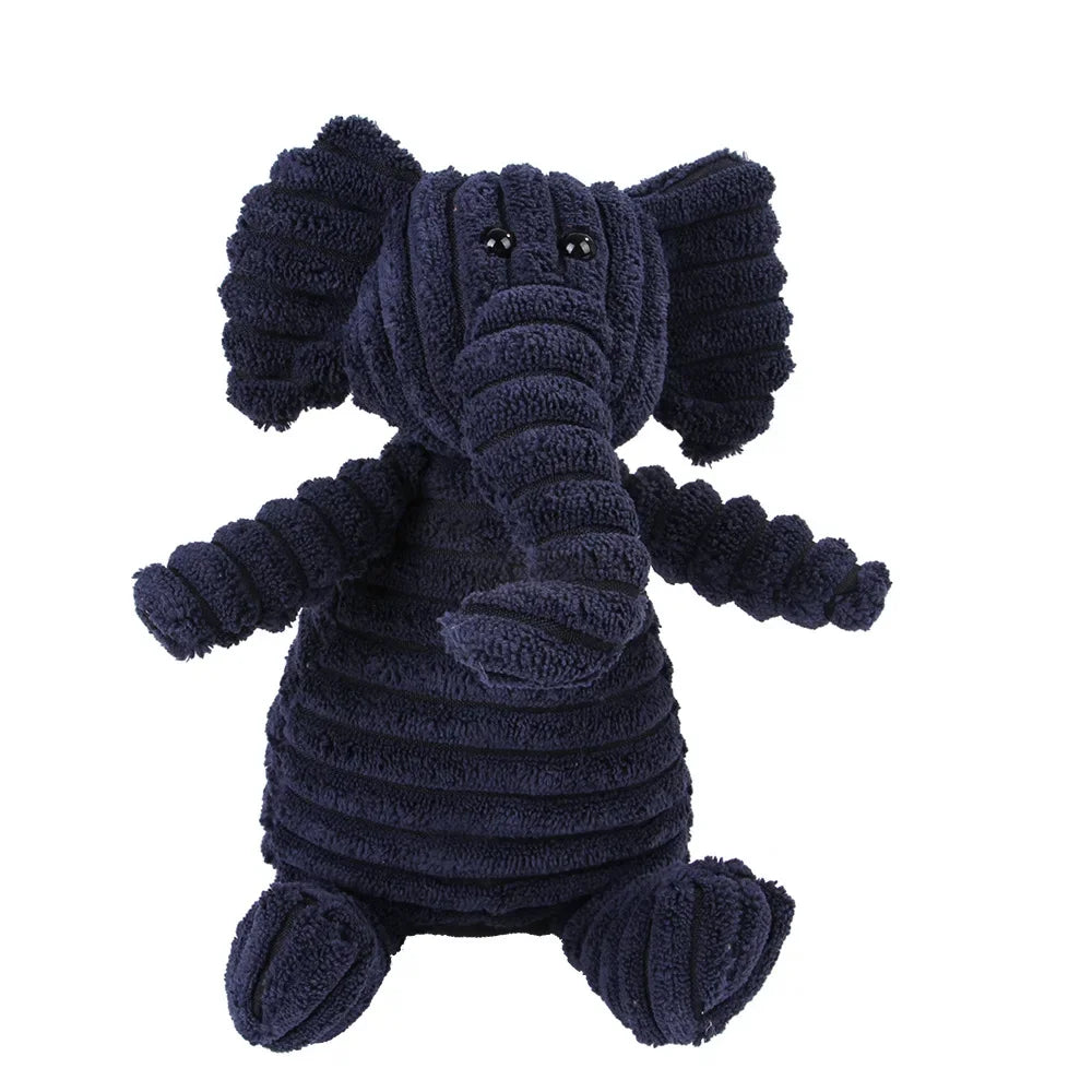 Plush Corduroy Squeaky Dog Toy, Bite-Resistant Animal Plush for Puppies & Small to Large Dogs, Training & Chew Toy Elephant