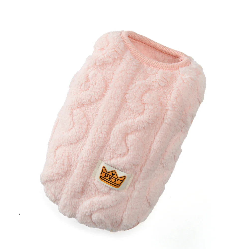 Soft Fleece Dog & Cat Sweater - Warm Autumn Winter Puppy Vest, Sizes XS-XL (7.9-15.7 in / 20-40 cm) Pink