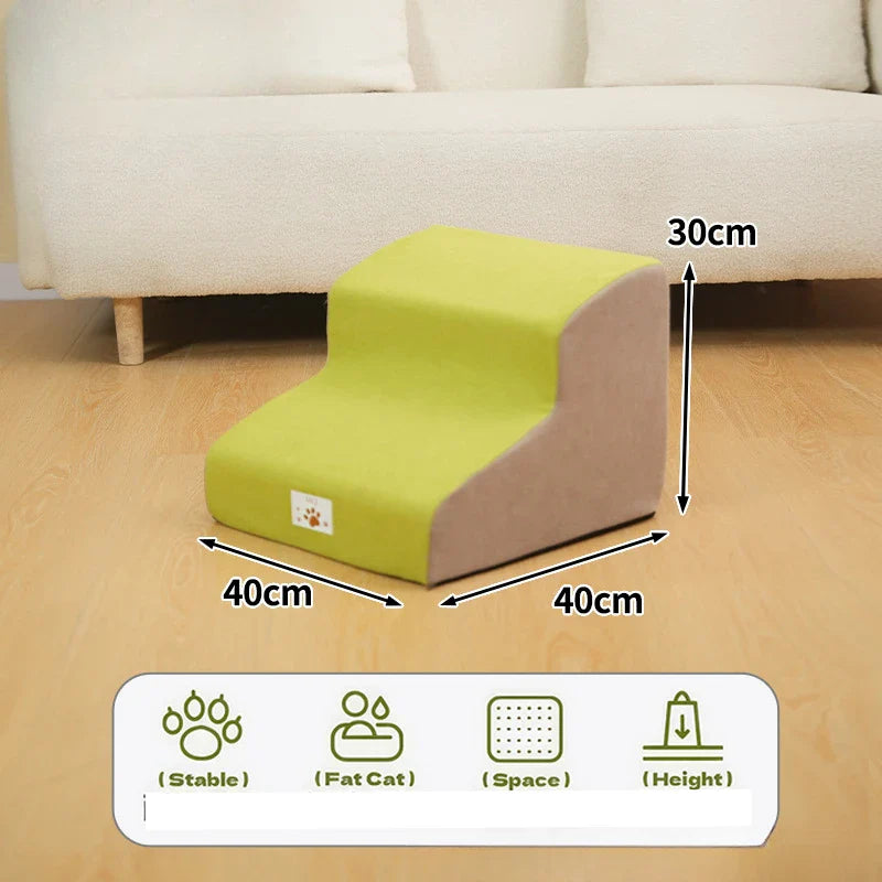 2/3-Step Pet Stairs Ramp for Dogs and Cats – Memory Foam with Removable Washable PU Cover, Sofa Trainer Stairs Yellow-2