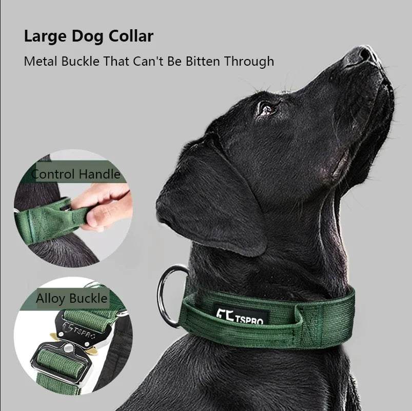 Tactical Dog Collar with Leash - No-Pull Anti-Escape Collar for Large & Medium Dogs, Outdoor Training Pet Collar