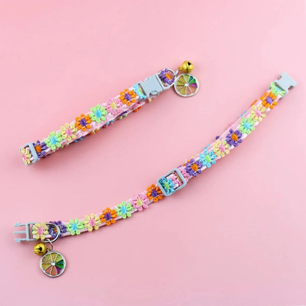 Colorful Pet Collar with Bell – Adjustable for Cats & Small Dogs
