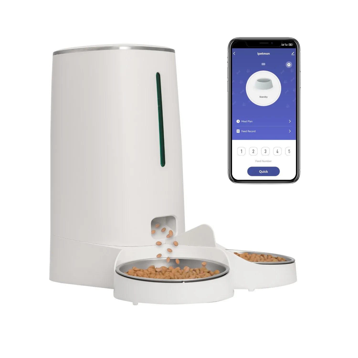 4L Automatic Pet Feeder for1/2Cats,WiFi Smart Feed Automatic Pet Feeder for Cats& Dogs,Timed Pet Food Dispenser with APP Control Double Bowls