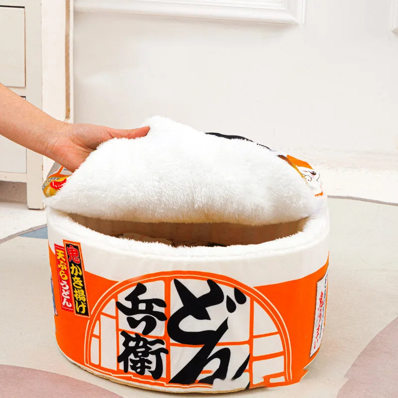Instant Noodle Pet Bed – Cozy Udon Cup Nest for Cats & Small Dogs with Removable Cover, S 40 x 20 cm (15.7 x 7.9 in) & L 50 x 20 cm (19.7 x 7.9 in) style 2