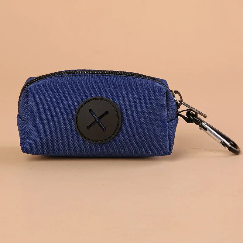 Canvas Dog Poop Bag Holder | Outdoor Pet Waste Bag Dispenser with Carabiner Clip dark blue
