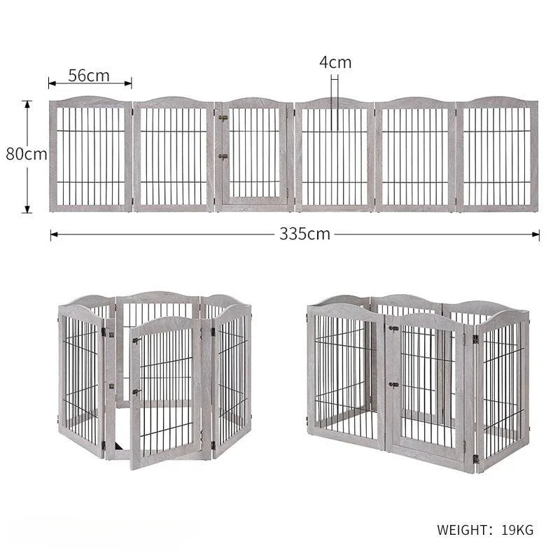 Wooden Pet Fence Dog Fence Freely Combinable Pet Isolation Door Indoor Foldable Dog Cage for Small and Medium Dogs Pet Supplies Gray