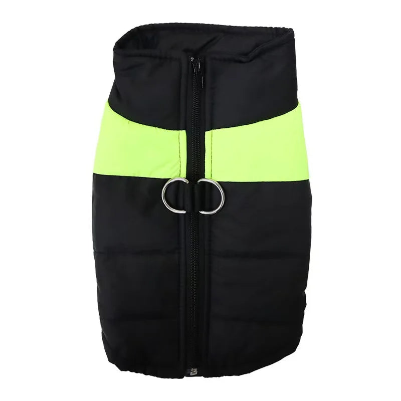 Waterproof Padded Dog Coat – Warm Winter Vest Jacket with Zipper for Small, Medium & Large Dogs green