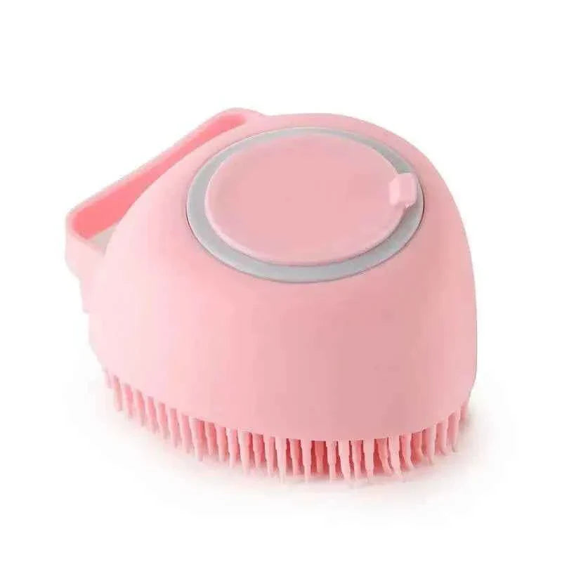 Dog & Cat Bath Massage Brush – Soft Silicone Pet Accessories Tools Heart-shaped Pink As the pictures