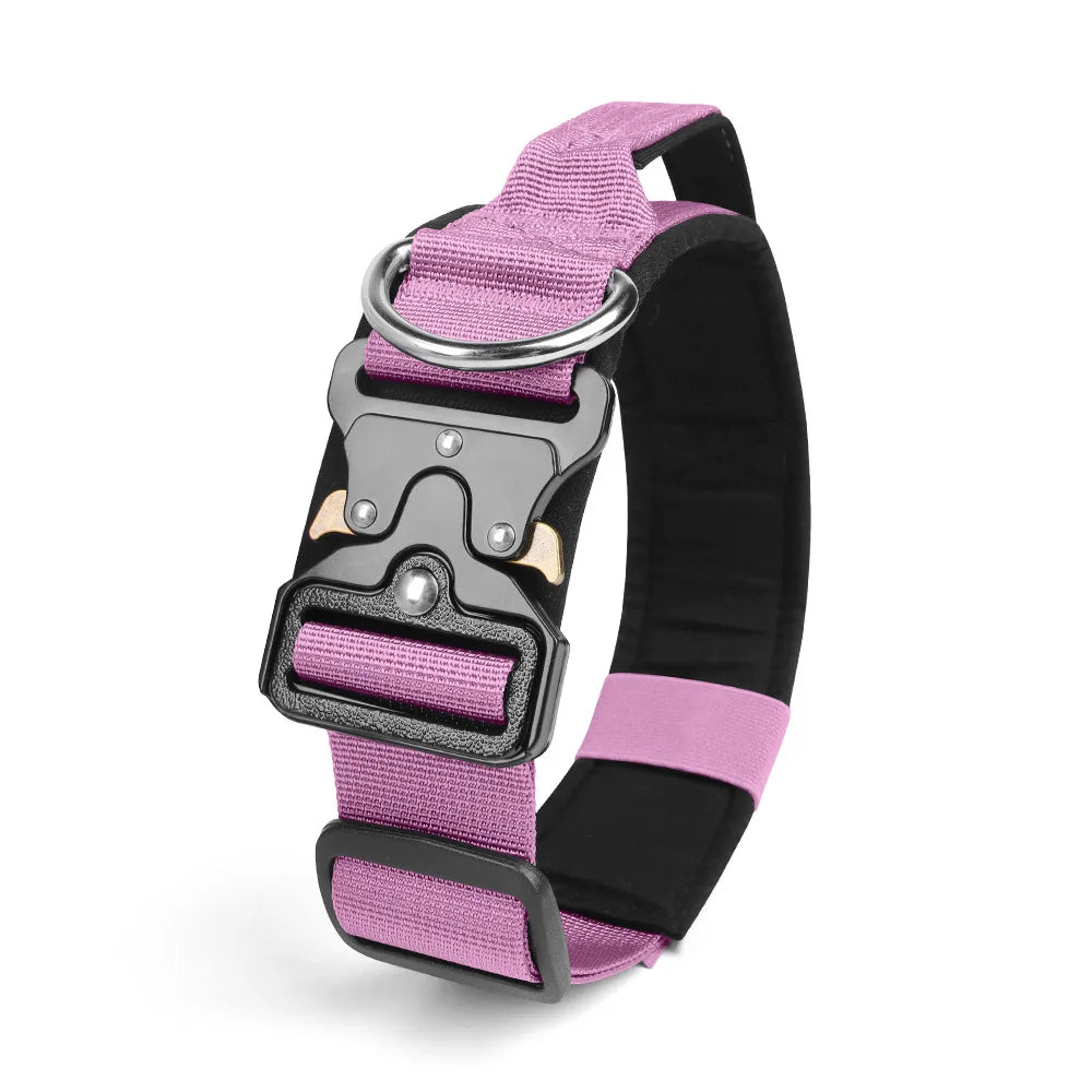 Tactical Dog Collar for Medium to Large Dogs 8 Colors Pet Collar Durable Comfortable Harness for Training And Control Purple China Mainland