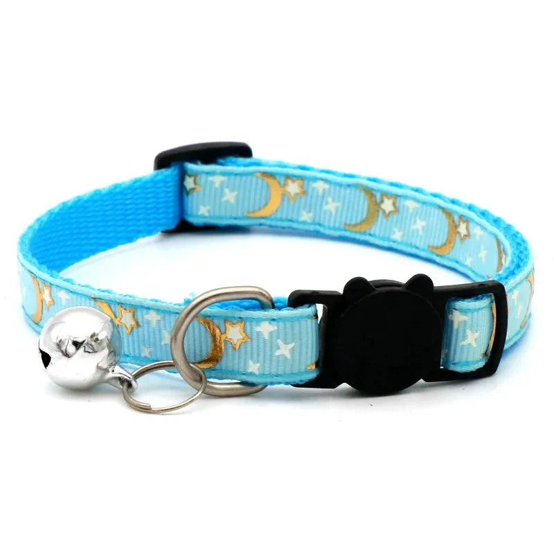 Colorful Pet Collar with Bell – Adjustable for Cats & Small Dogs C blue