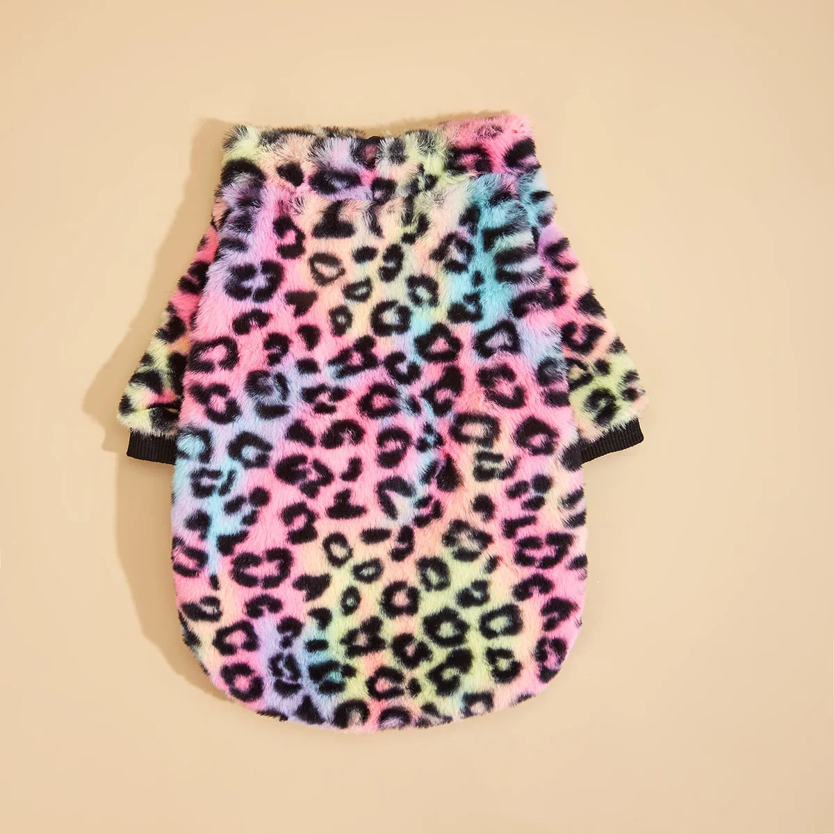 Pet Clothes for Dog Cat Puppy Tank Top Colorful Leopard Fuzzy Coat Sweatshirt Dog Outfits for Small Medium Dog for Autumn Winte Multicolor