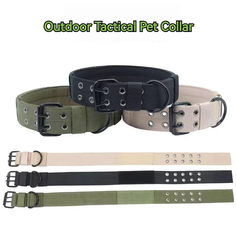 Adjustable Sturdy Tactical Dog Collar with Leash Set for Medium to Large Dogs Anti-Bite Durable Neck Collar For Strong Dogs
