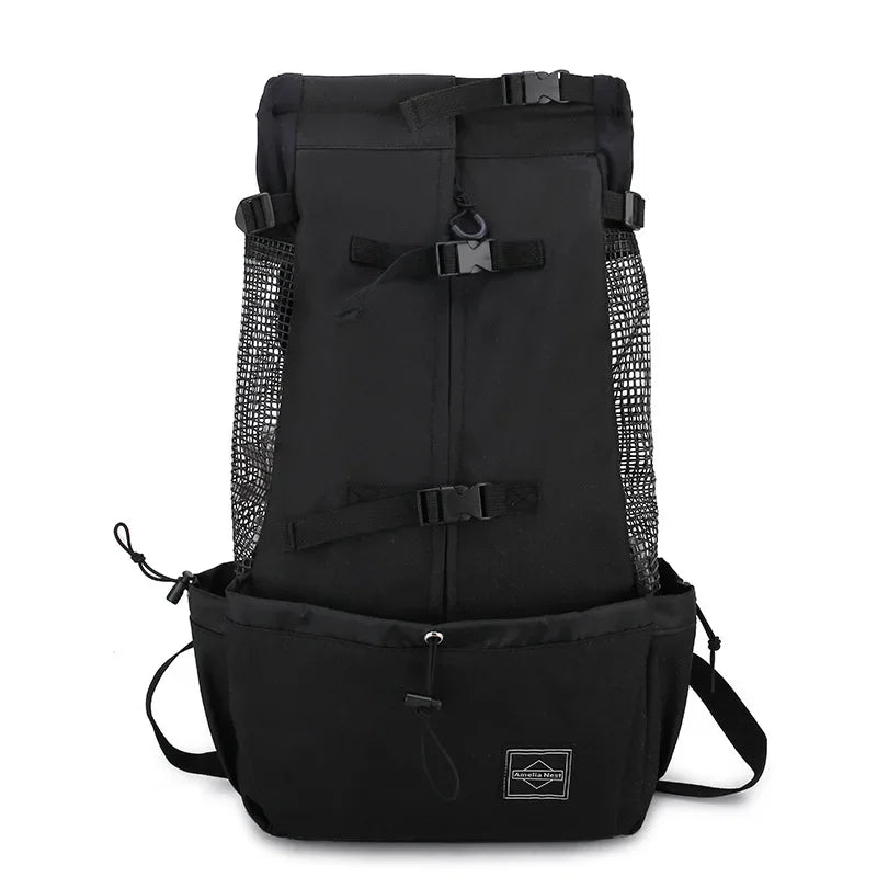 Nylon Dog Carrier Backpack for Small & Medium Dogs, Breathable Cycling Pet Carrier, Up to 30 kg (66 lb) black