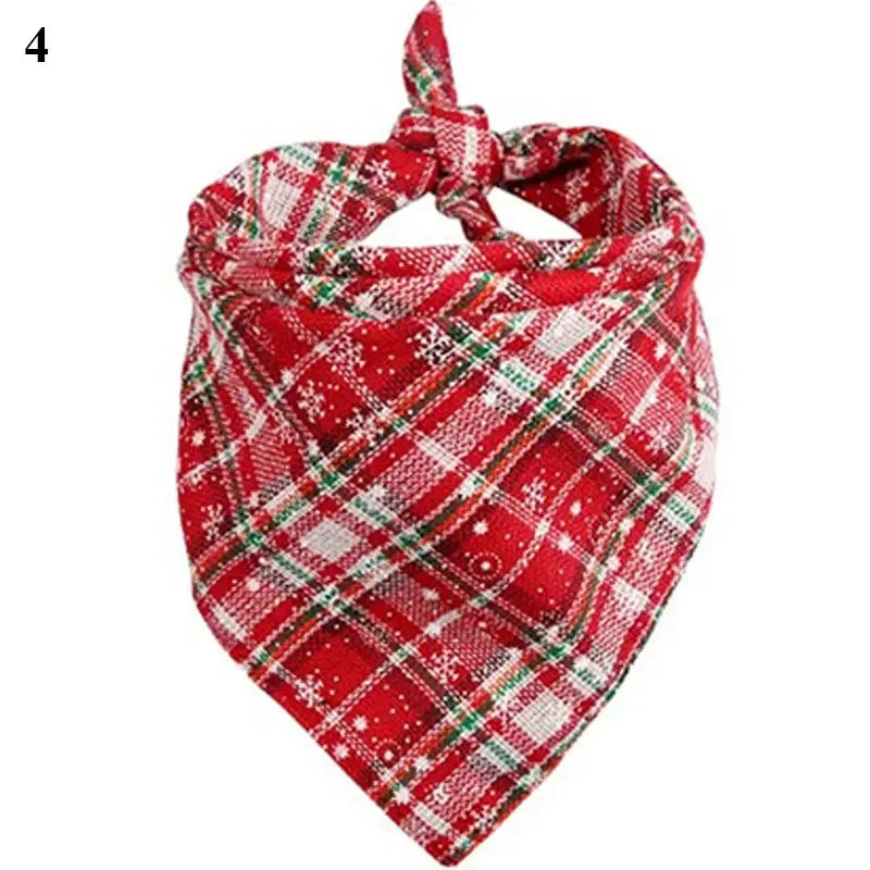 Dog Bandanas Large Pet Scarf Christmas Snow Print Dog Cotton Plaid WashableBow Ties Collar Cat Dog Scarf Large Accessories 4 M