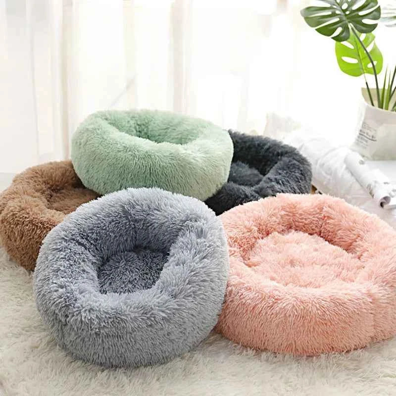 Calming Round Plush Pet Bed — Anxiety Relief for Dogs & Cats