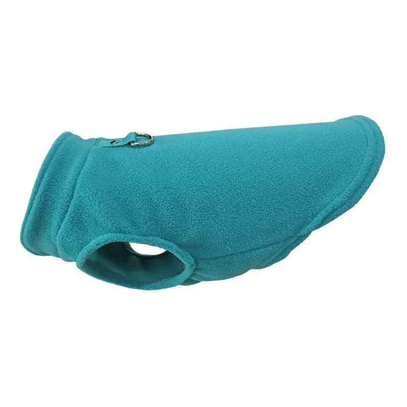 Winter Fleece Pet Jacket Vest with D-Ring – Warm Dog & Cat Coat for Small Breeds (Chihuahua, French Bulldog) light blue
