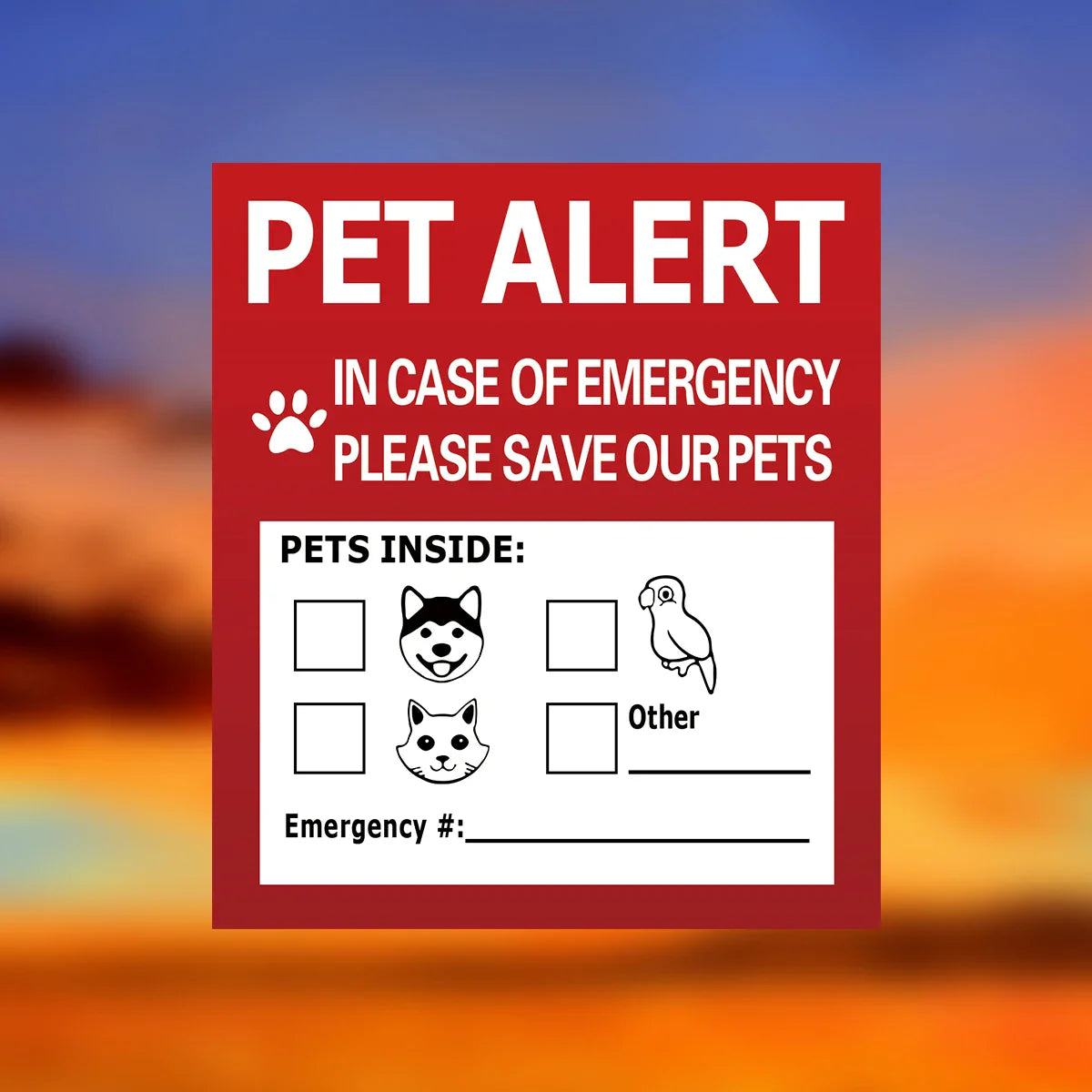 Pet Alert Stickers | Emergency Pet Rescue Window Decals (4 Pack) Window Decals A 11.5x10 cm
