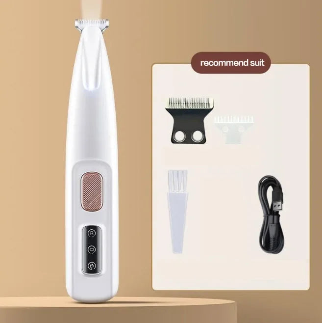 Dog Paw Trimmer with LED Light & Display — Cordless Waterproof Pet Hair Trimmer, 18mm Stainless Steel Blade recommend suit CN