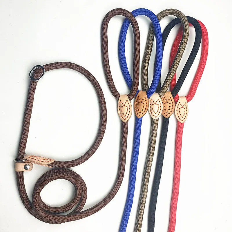 Dog training collar anti riot nylon hand P rope extended thickened unbreakable hand training dog round rope large dog P chain