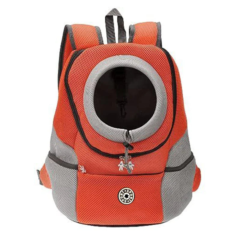 Double-Shoulder Pet Carrier Backpack for Small Dogs – Breathable Travel Dog Carrier, Fits Pets Up to 12 kg (26 lb) orange