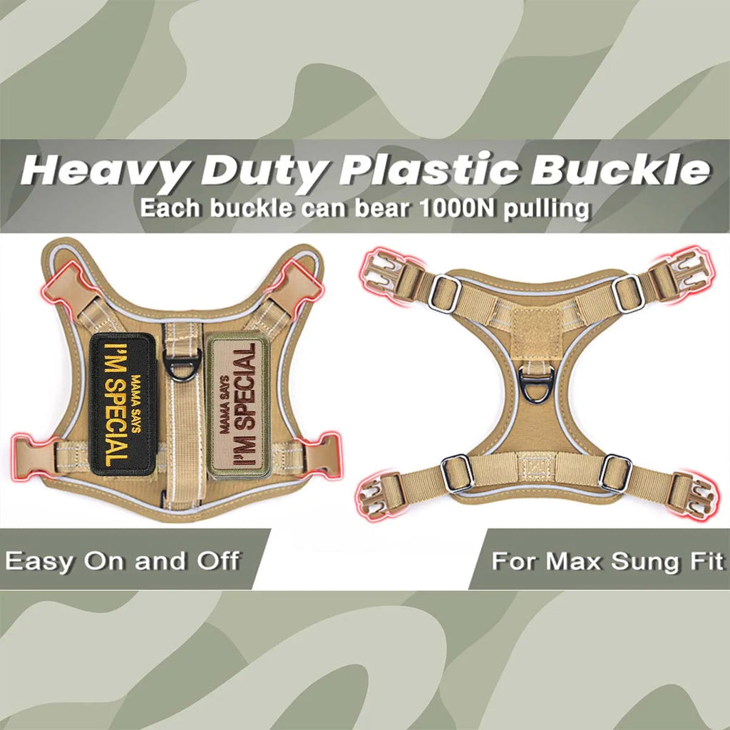 Tactical Dog Harness for Small Dogs - Military Service Dog Vest with Vertical Handle and Reflective Vest for Outdoor Training
