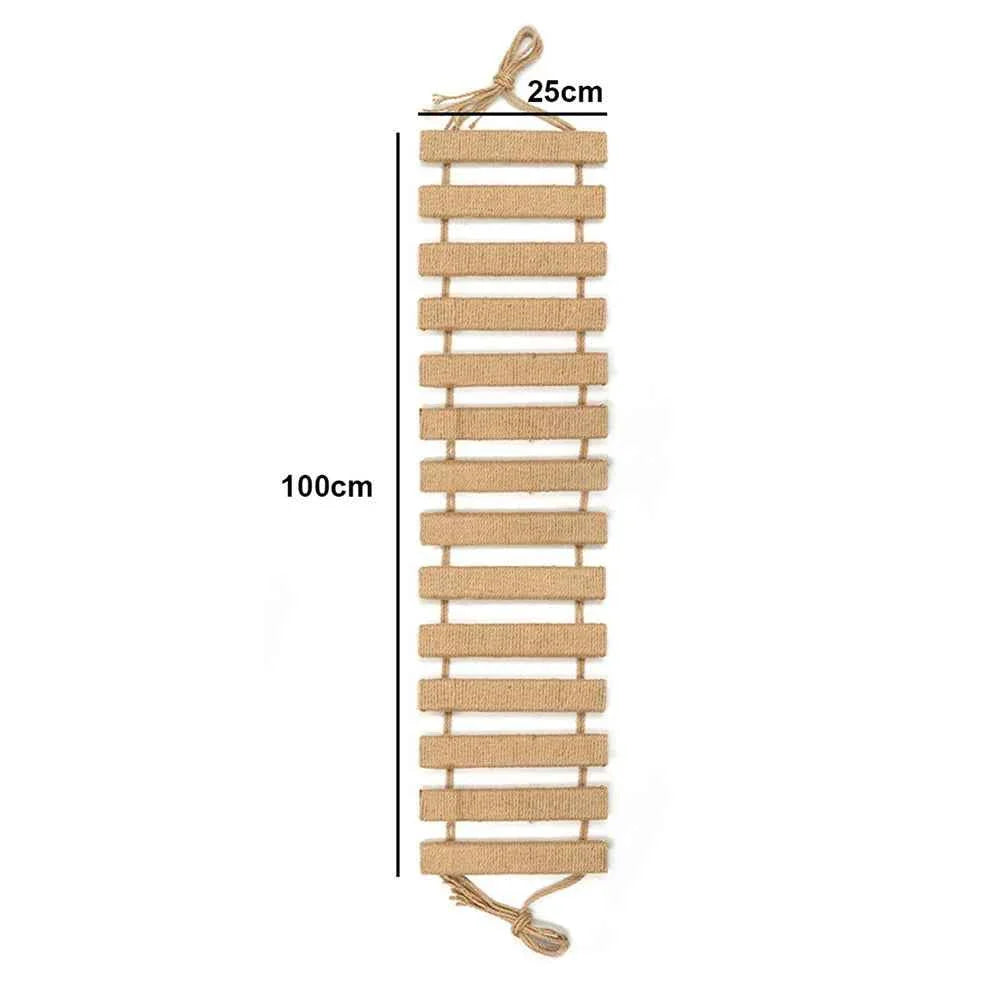 Cat Climbing Bridge & Ladder – Wooden Cat Tower with Sisal Rope Scratching Post for Indoor Cats 100cm