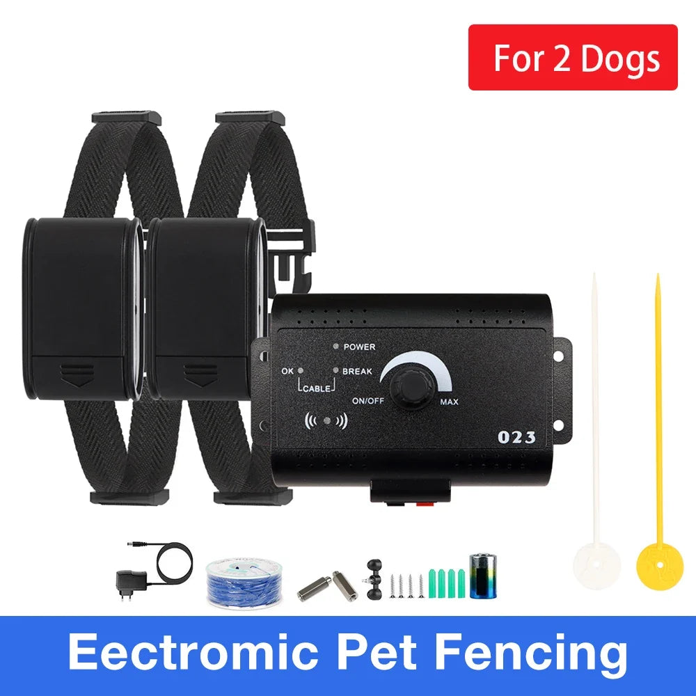 1.2 Acres Electronic Pet Fence System Adjustable Control Range Dog Fencing Dog Training Collar Electric Dog Sound Shocked Collar for 2 dogs China Mainland