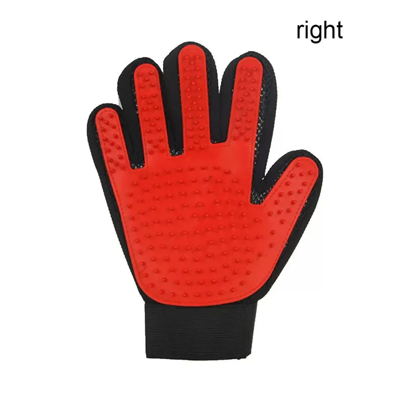Silicone Pet Grooming Glove – Single Right-Hand Deshedding Brush & Massage Mitt for Dogs & Cats, 16×24 cm (6.3×9.4 in) red right