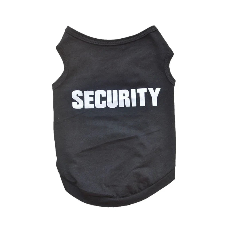 Security Clothing for Dogs Summer Pet T-shirt Costume Black SEC