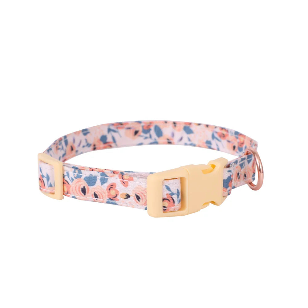 Adjustable Soft Vest Harness & Leash Set for Small & Medium Dogs & Cats – Reflective Printed Puppy Harness with Wrist Leash and Collar Orange collar