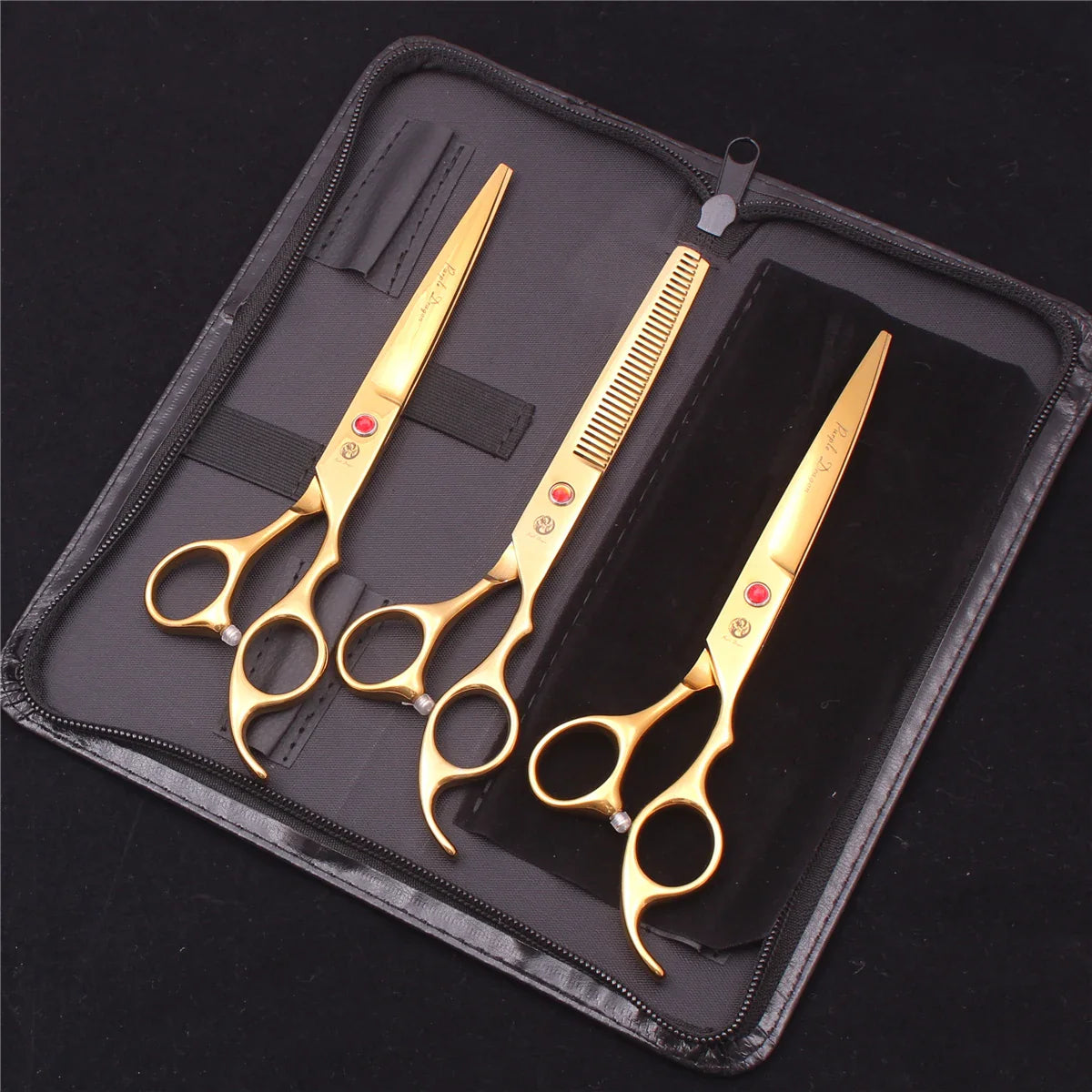 7-Inch (19.5 cm) Stainless Steel Pet Grooming Scissors Kit – Straight, Thinning, Chunker & Curved Shears Z3003-Jin-D3
