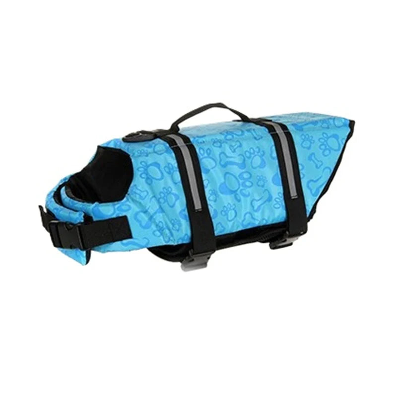 Reflective Adjustable Dog Life Jacket Safety Vest for Large Dogs, Enhanced Buoyancy for Swimming, Surfing and Boating blue-bones