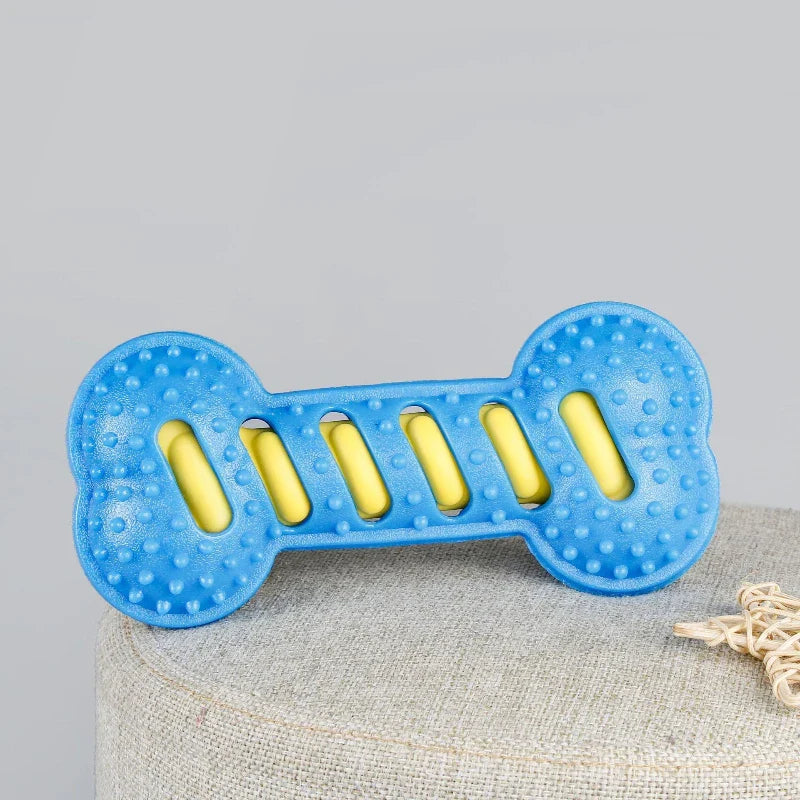 Squeaky Dog Chew Toy - Bite-Resistant Puppy Toothbrush for Teeth Cleaning & Massage, 7.5 x 3.5 in (19 x 9 cm) blue China Mainland