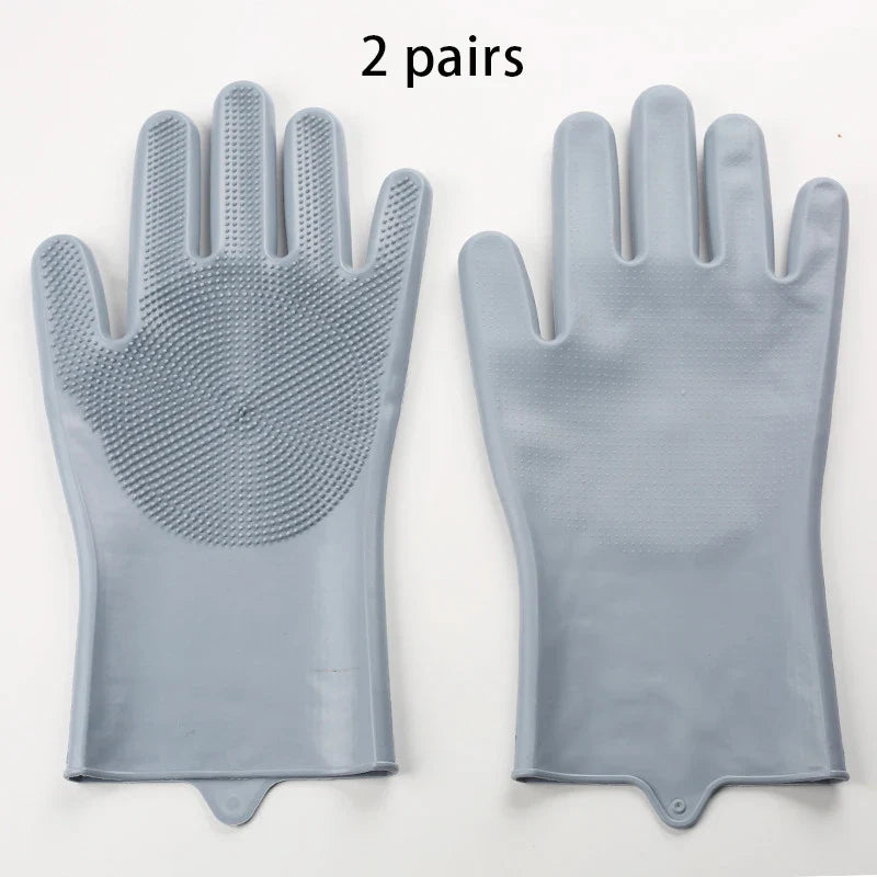 2-Pack Pet Grooming Gloves for Dogs & Cats – Bathing, Massage & Hair Removal 2 pairs grey