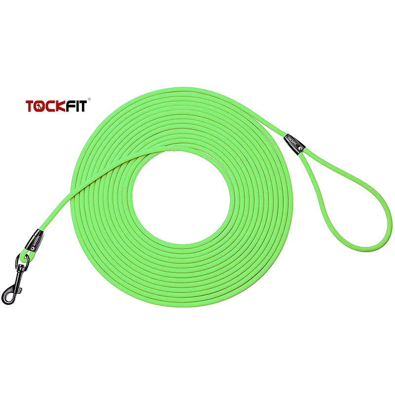 Waterproof PVC Dog Training Leash – Long Recall Leash 5ft/1.5m, 10ft/3m, 20ft/6m, 30ft/9m – Odor-Resistant & Tangle-Free Green