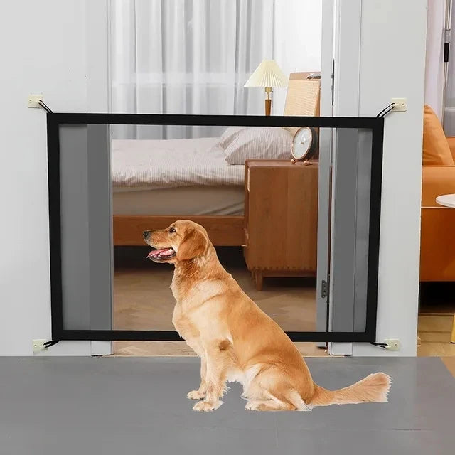 Dog Fence Dog Gate Ingenious Mesh For Indoor and Outdoor Safe Pet Dog gate Safety Enclosure Pet supplies baby safety gate BLACK 78X100CM