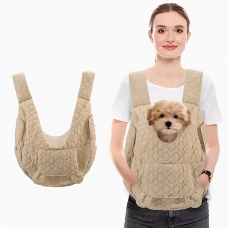 Pet Front Carrier Backpack - Waterproof Wind-Resistant Chest Bag for Dogs & Cats, Fits Pets up to 8.8 lb (4 kg) haki M