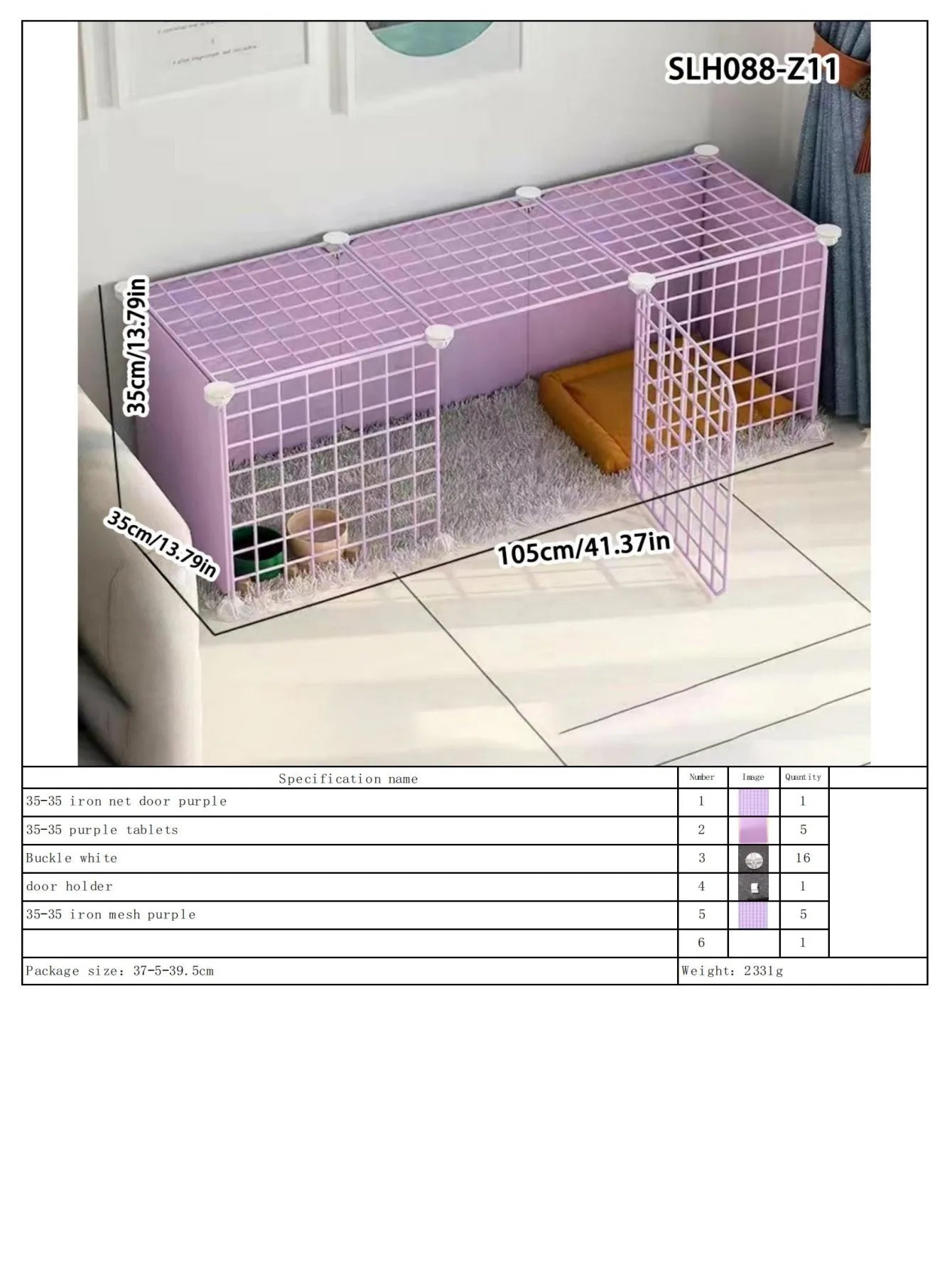 Dog Pet Fence Indoor Isolation Gate Dog Cage Small Dog Iron Guardrail Freely Combinable Cat and Dog Pet Fence Slh088-Z11