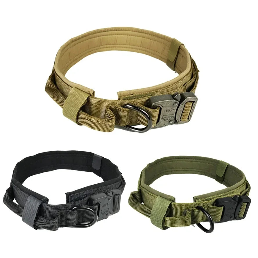 actical Dog Collar Adjustable Military Training Nylon Dog Collar with Heavy Metal Buckle for Medium and Large Dogs