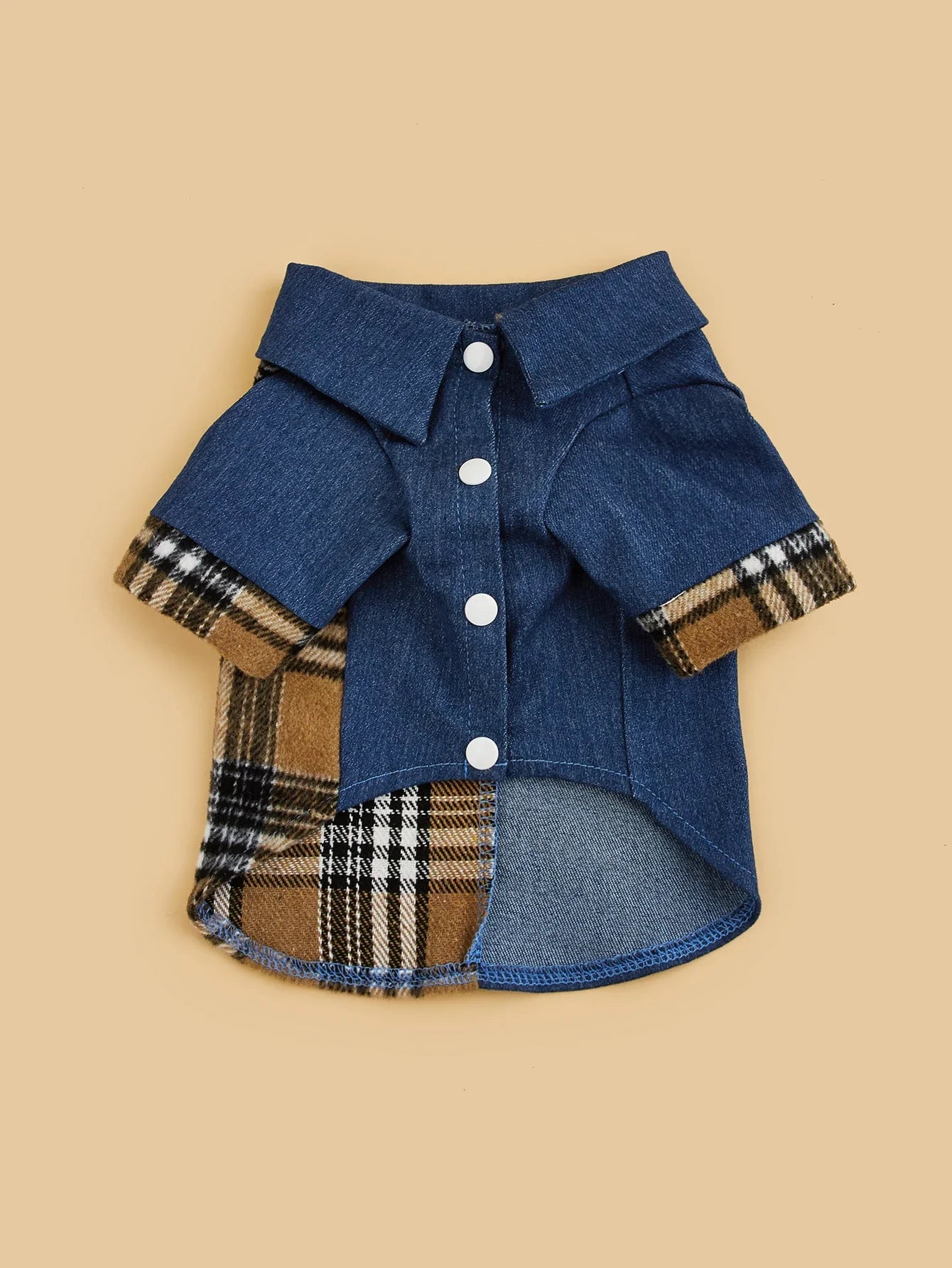 Dog Cloth for Small Dogs Costume Jean Puppy with Doggie Plaid Pet Clothes Soft Apparel Attire