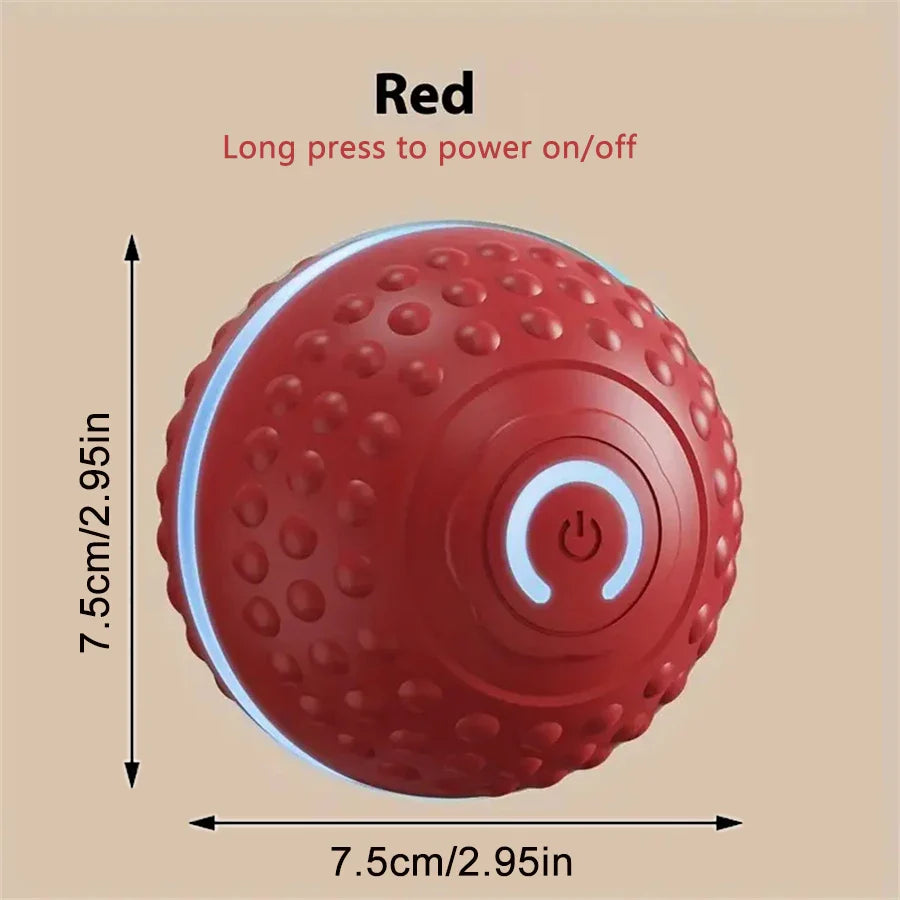 Automatic Interactive Dog Toy Ball USB Rechargeable Rolling Bouncing Chew Toy for Puppies to Large Dogs — Sizes 5.2 cm / 6.7 cm (2.05 in / 2.64 in) Red YD China Mainland
