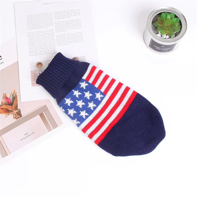 Christmas Cat Sweater Winter Warm Pet Costume for Cats Kedi katten Sphynx Clothing Mascotas Clothes for Dog Animals ropa de gato American Flag China Mainland