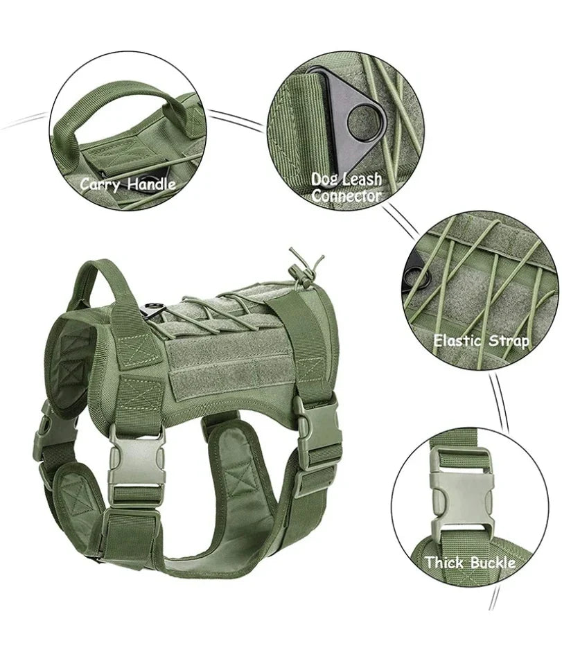 Tactical Dog Harness Military Training Padded Quick Release Vest Pet Training Dog Harness For Set Small Medium Large Dogs