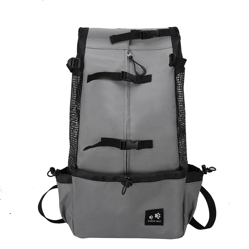 Nylon Dog Carrier Backpack for Small & Medium Dogs, Breathable Cycling Pet Carrier, Up to 30 kg (66 lb) Dark Gray