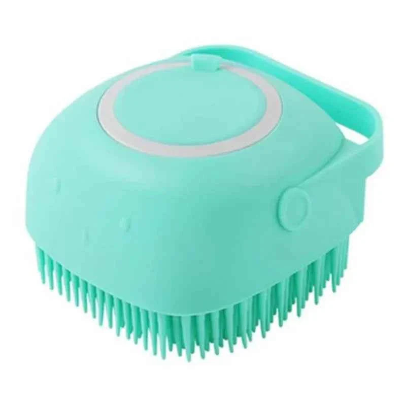 Dog & Cat Bath Massage Brush – Soft Silicone Pet Accessories Tools Square Blue As the pictures