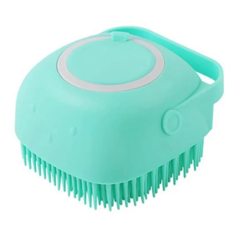 Silicone Pet Bath Massage Glove — Soft Grooming Brush for Dogs, Puppies & Cats Square Blue As the pictures