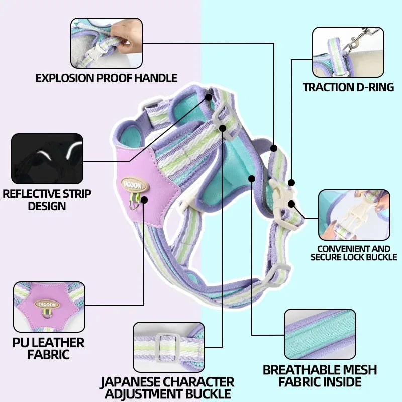 Dog Collars Leash Pet Collar Big Harness Tactical Vest Supplies Pets Dogs Things Small Accessories Cats Puppy Chest Products